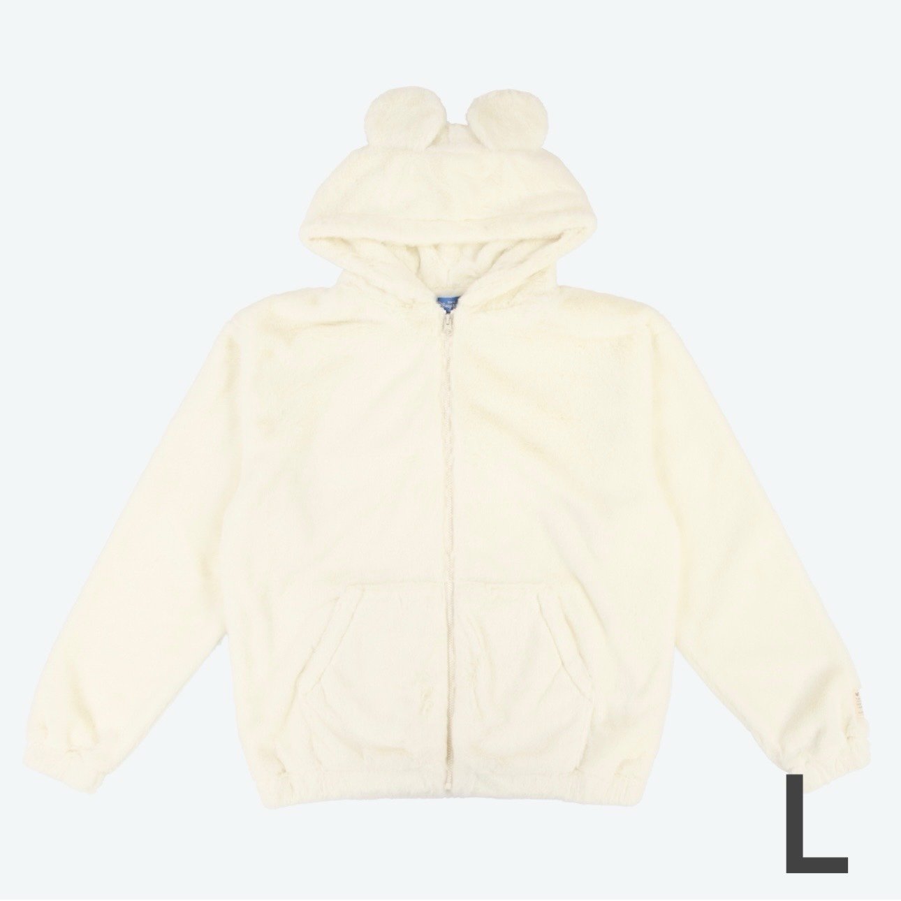 Tokyo Disney Resort Mickey Mouse Fluffy Zip Up Oversized Hoodie Off White