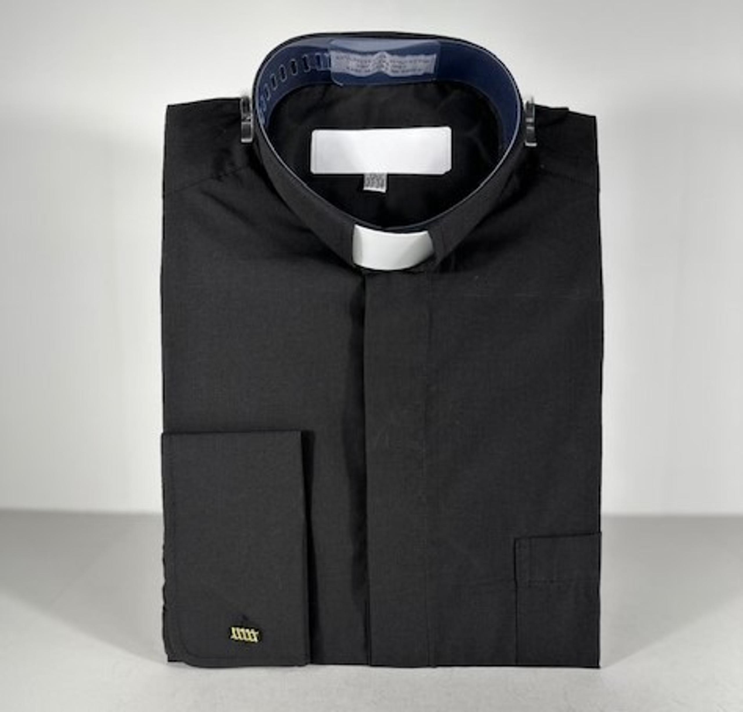 Daniel Ellissa Men's Black Clergy Shirt with White Collar Tab Size 16.5 36/37