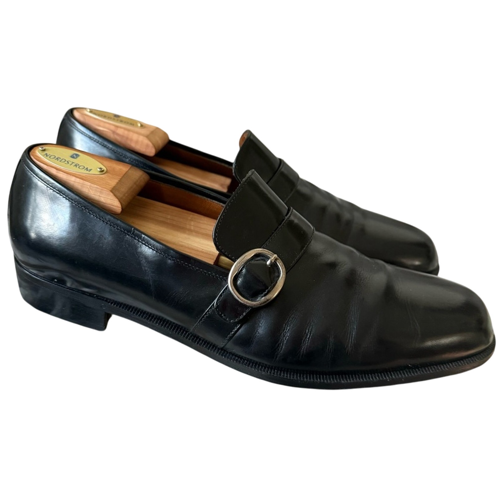 Salvatore Ferragamo Black Leather Loafers Shoes Men’s 10 D