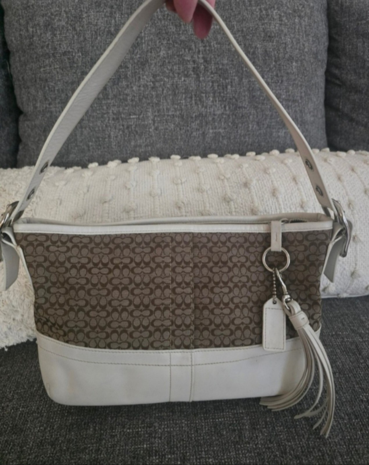 Coach Vintage Signature White and Brown Soho Shoulder Bag