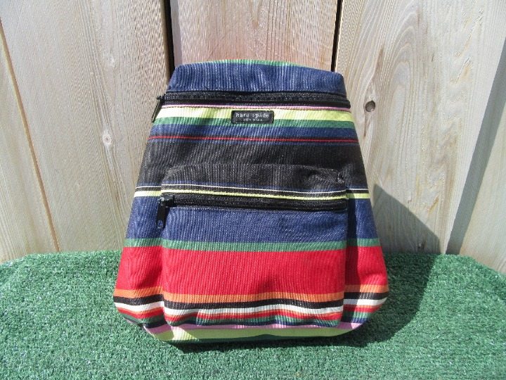Vintage Kate Spade Multi Color Striped Canvas Mini Backpack Bag