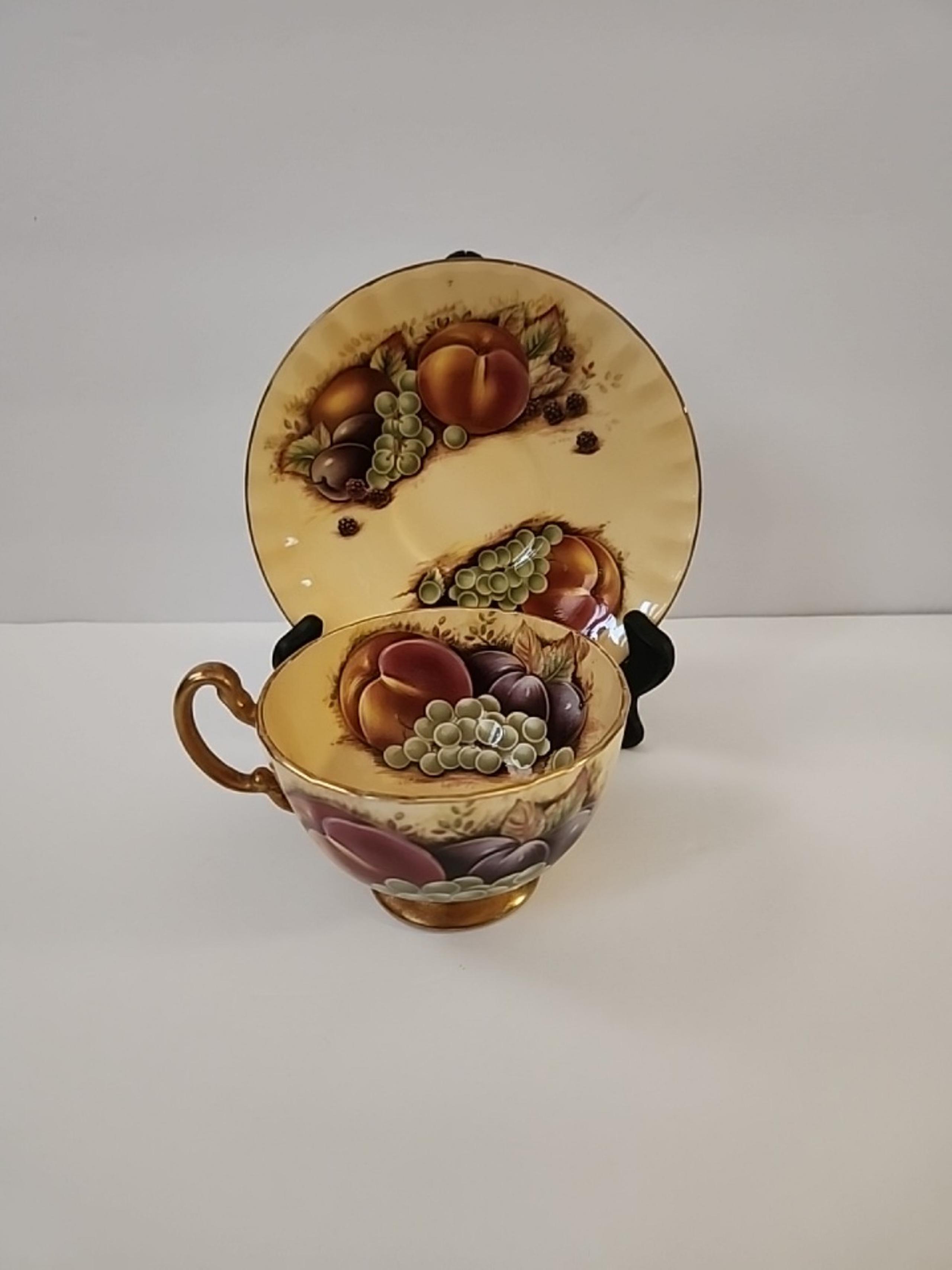 Vintage Aynsley Orchard Fruit Tea Cup & Saucer Fine Bone China Made in England