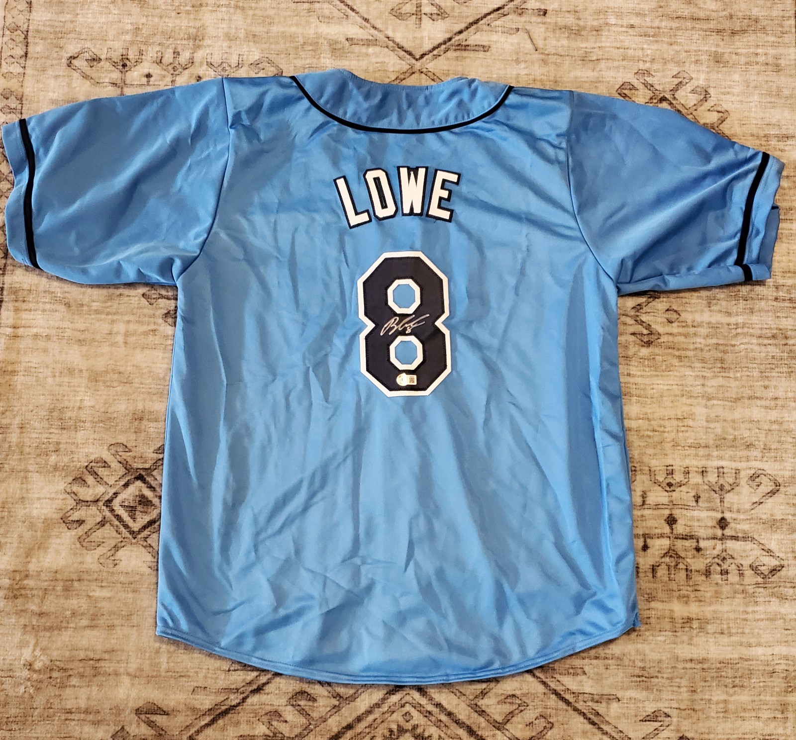 Brandon Lowe signed autographed Tampa Bay Rays baseball Jersey size XL Beckett