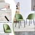 Green Upholstered Dining Chairs Black Metal Legs Modern Armless Set of 2 0161
