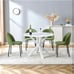 Green Upholstered Dining Chairs Black Metal Legs Modern Armless Set of 2 0161