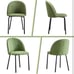 Green Upholstered Dining Chairs Black Metal Legs Modern Armless Set of 2 0161
