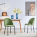 Green Upholstered Dining Chairs Black Metal Legs Modern Armless Set of 2 0161