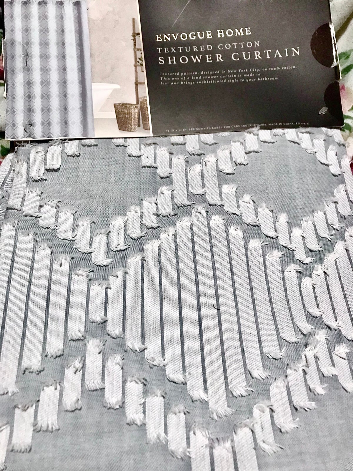 New Light Blue Textured Shower Curtain