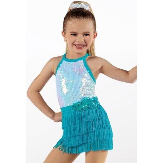 Dance Costume Weissman 14464 Turquoise Medium Child Jazz Sequin