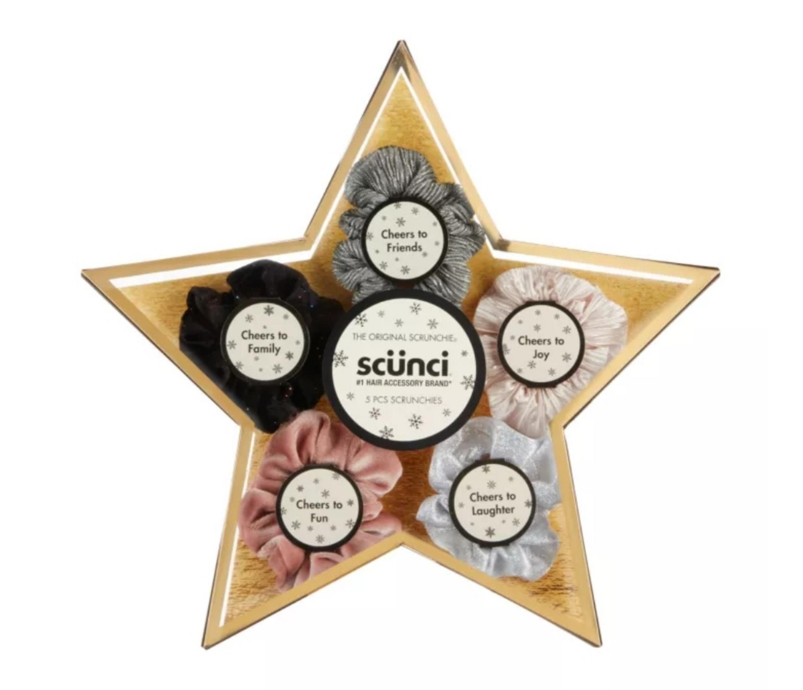 Scunci 5-Pack Champagne Cheers Scrunchie Star Gift Box