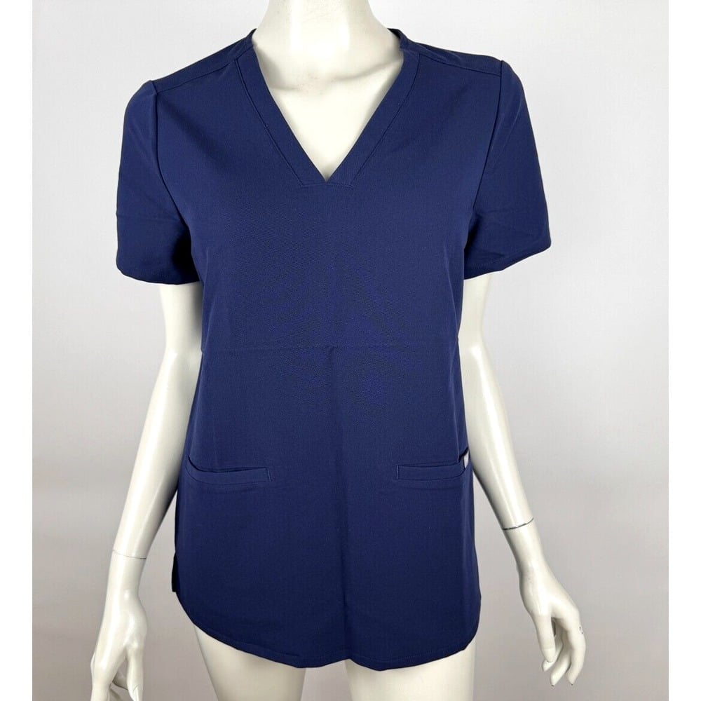 Figs Casma Three-Pocket Scrub Top Women S NWOT Short Sleeve V-neck Pullover Navy