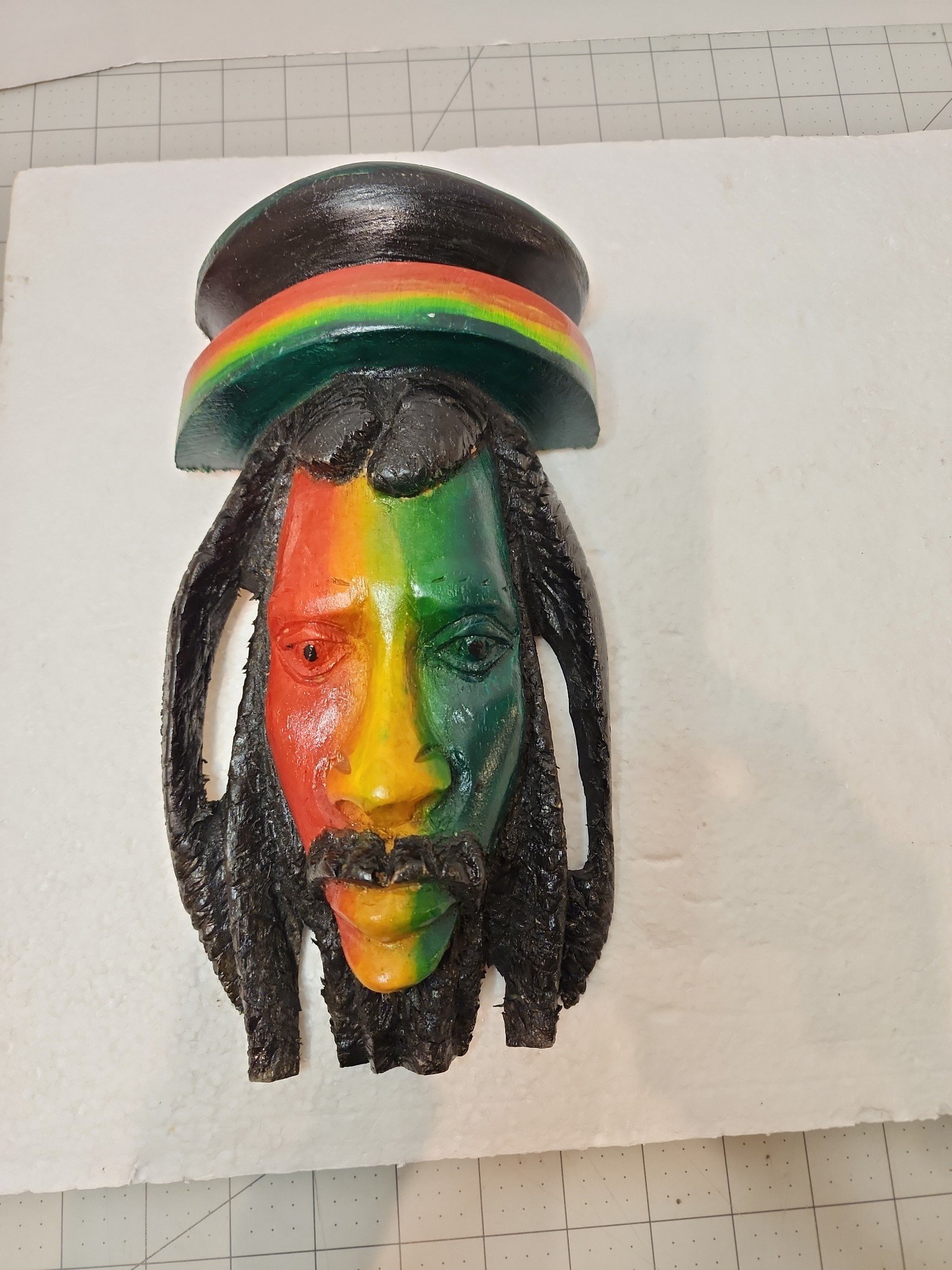 JAMAICAN TRIBESMAN Vintage Wall Plaque Rasta Art Bob Marley Hand Carved Wooden