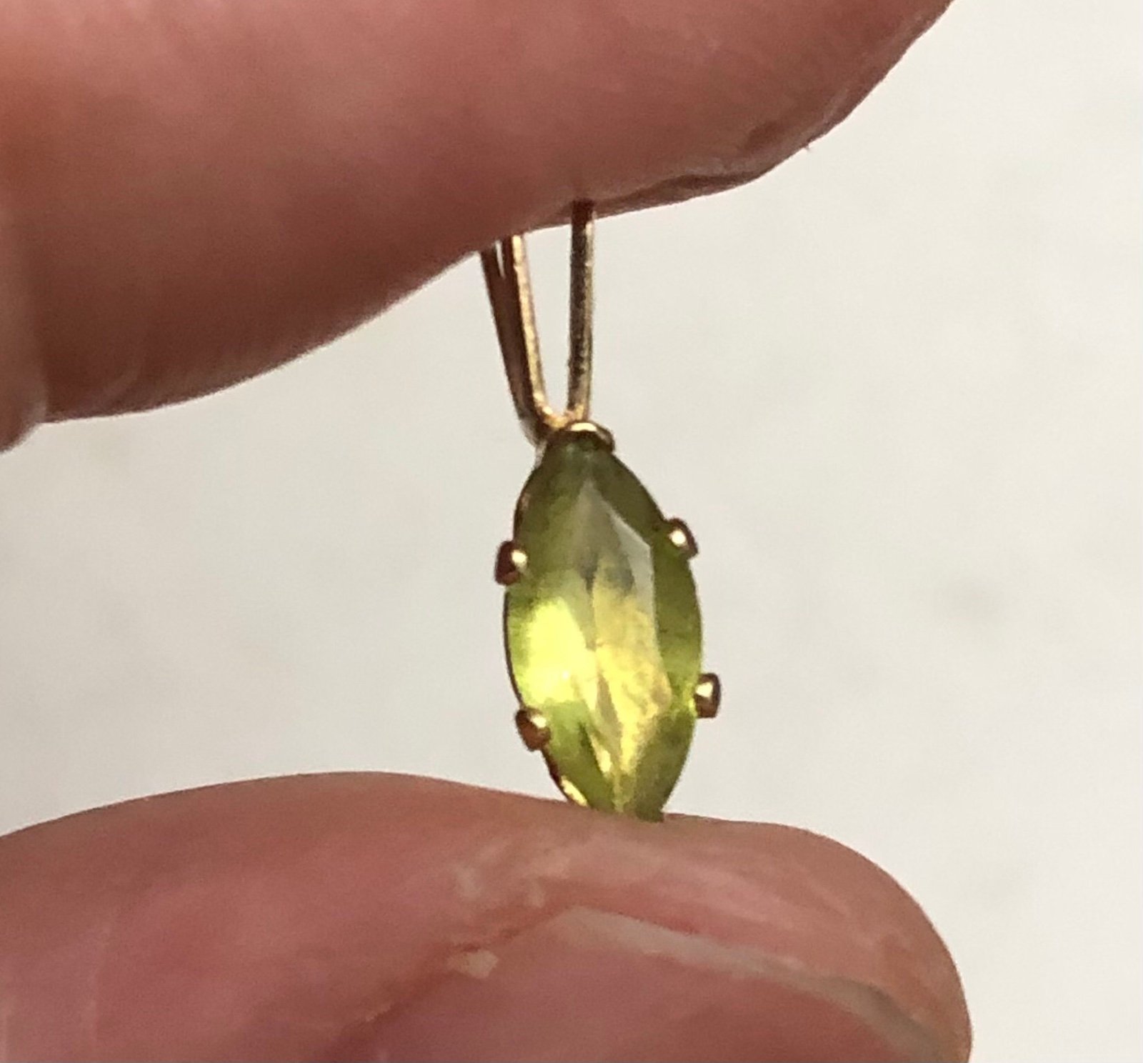 14k gold marquise shape peridot solitaire charm pendant
