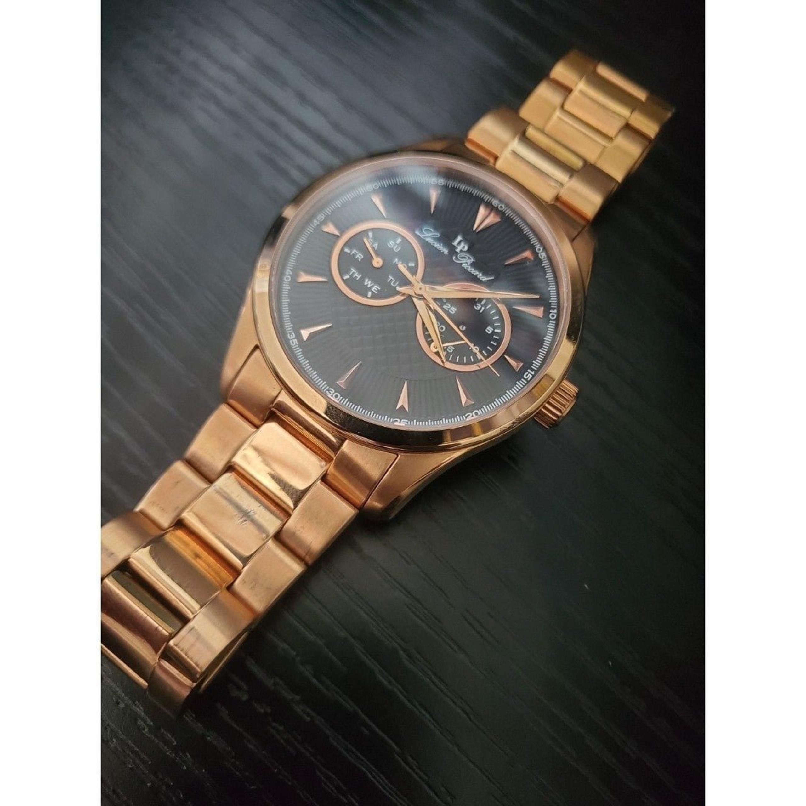 RARE Lucien Piccard LP-12761 Stellar Rose Gold Men's Watch BEAUTIFUL!