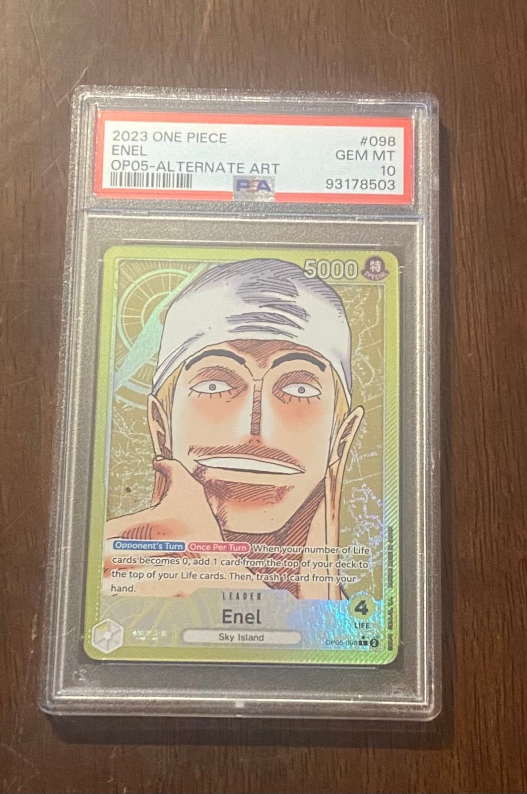 Enel Leader Alt Art OP05-098 Awakening Of The Era One Piece TCG PSA 10