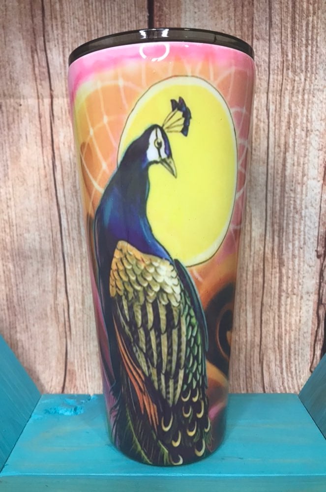 Peacock 32oz custom tumbler
