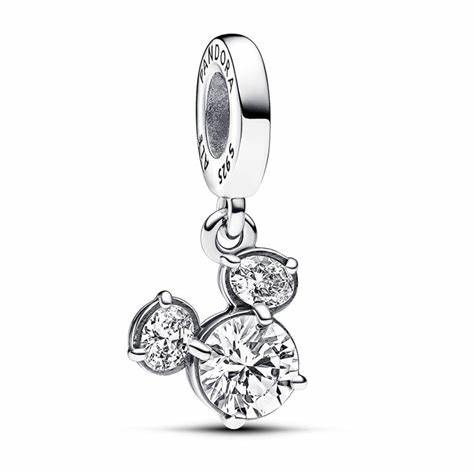 New Disney x Pandora Mickey Mouse Silhouette Silver Dangle Charm