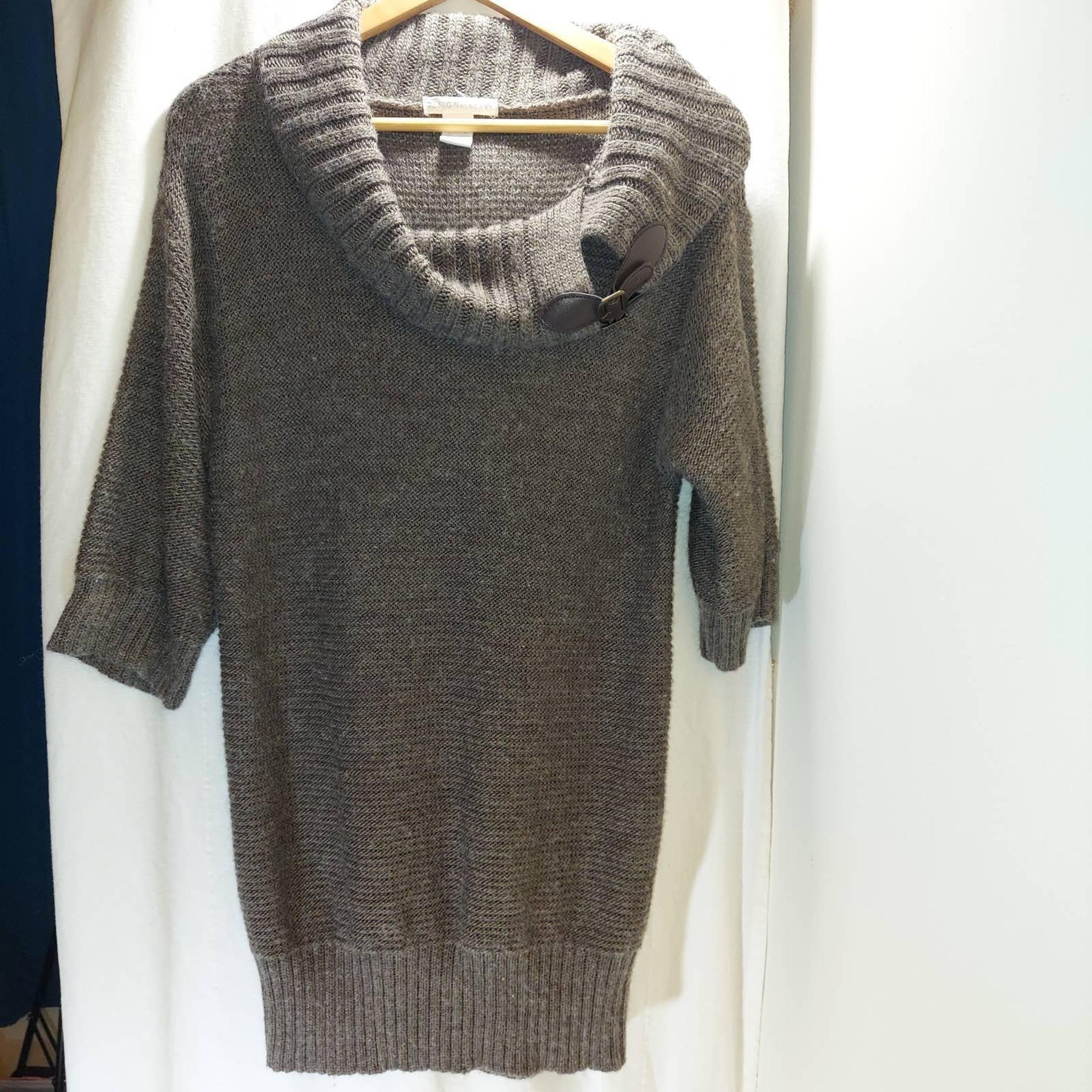 Design History Brown Rib Knit Mock Turtle Women's Sweater,  Medium