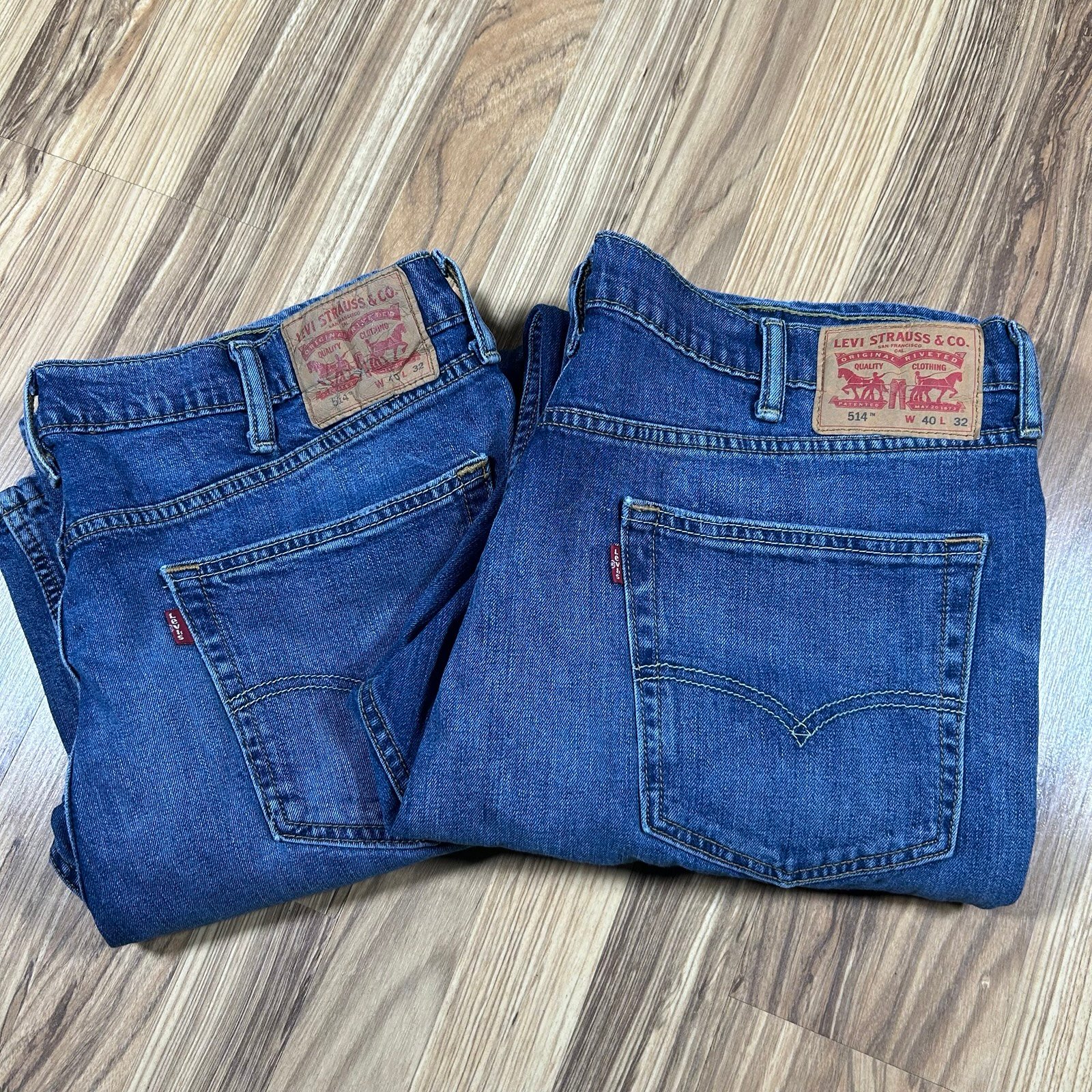 Levi's 514 Men's Size 40x32 Slim Straight Jeans Blue Denim Medium Wash Lot Of 2
