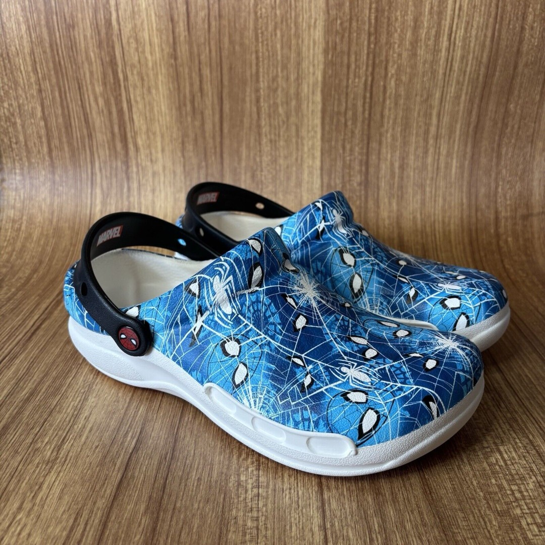 Crocs Spider-Man Bistro Clog Discontinued Slip Resistant Blue Graphic Men 9 W11
