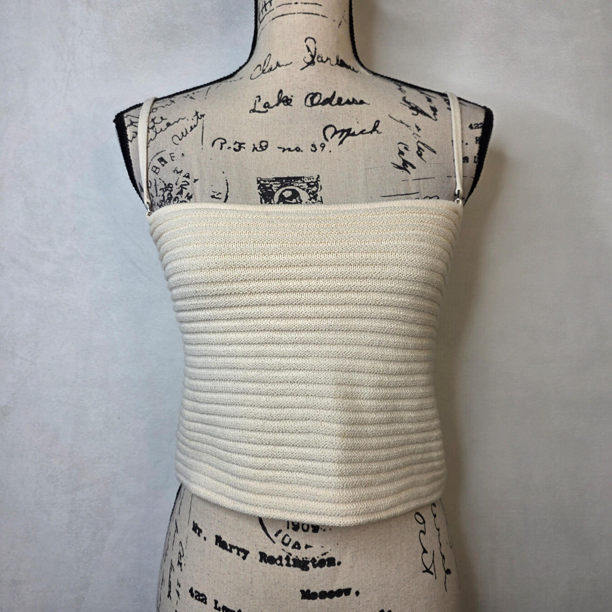 st. john evening y2k 90s square neck cream color cami tank top sz 4 (small)