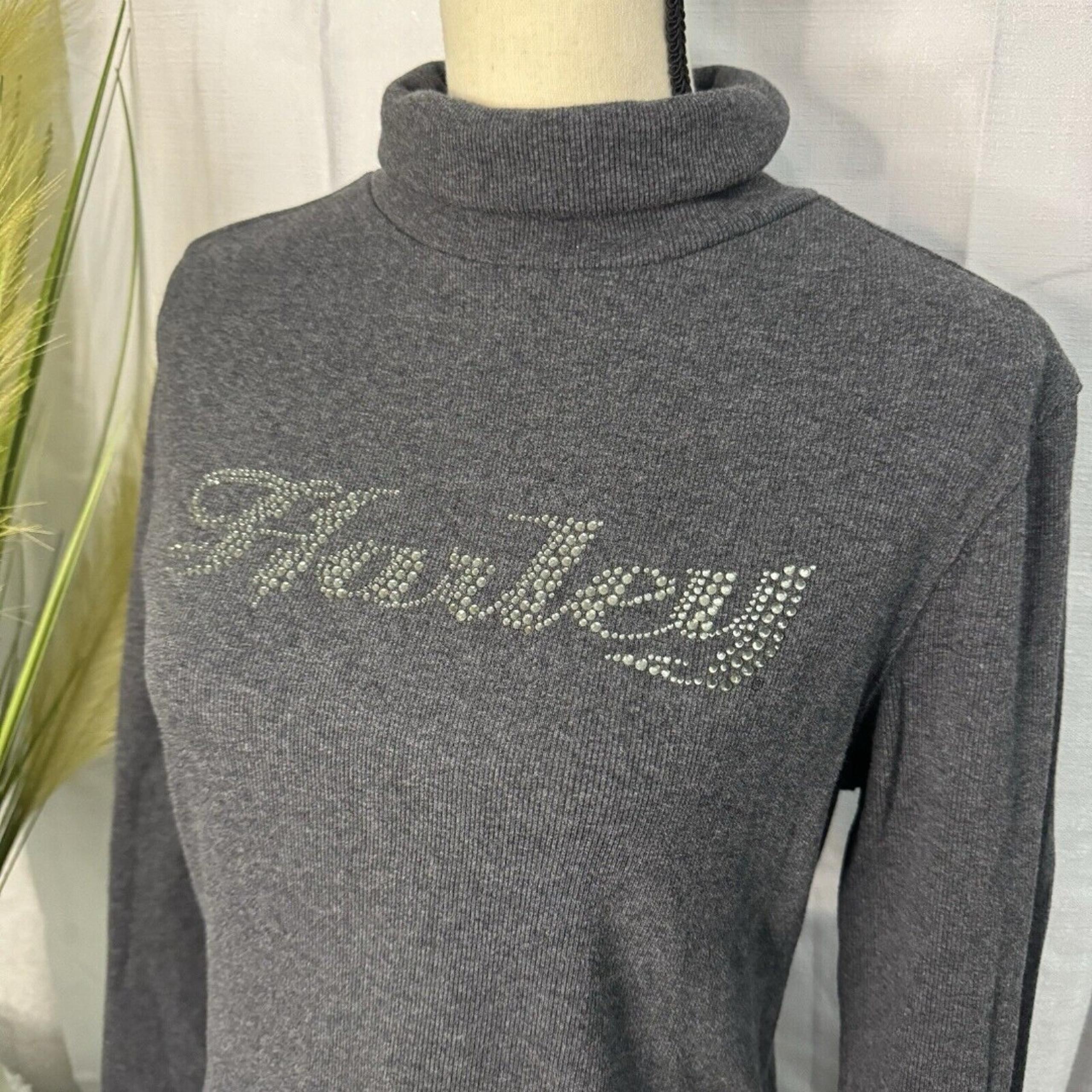 Harley Davidson Long Sleeve Turtleneck Gray Women's XL Bling Rhinestones