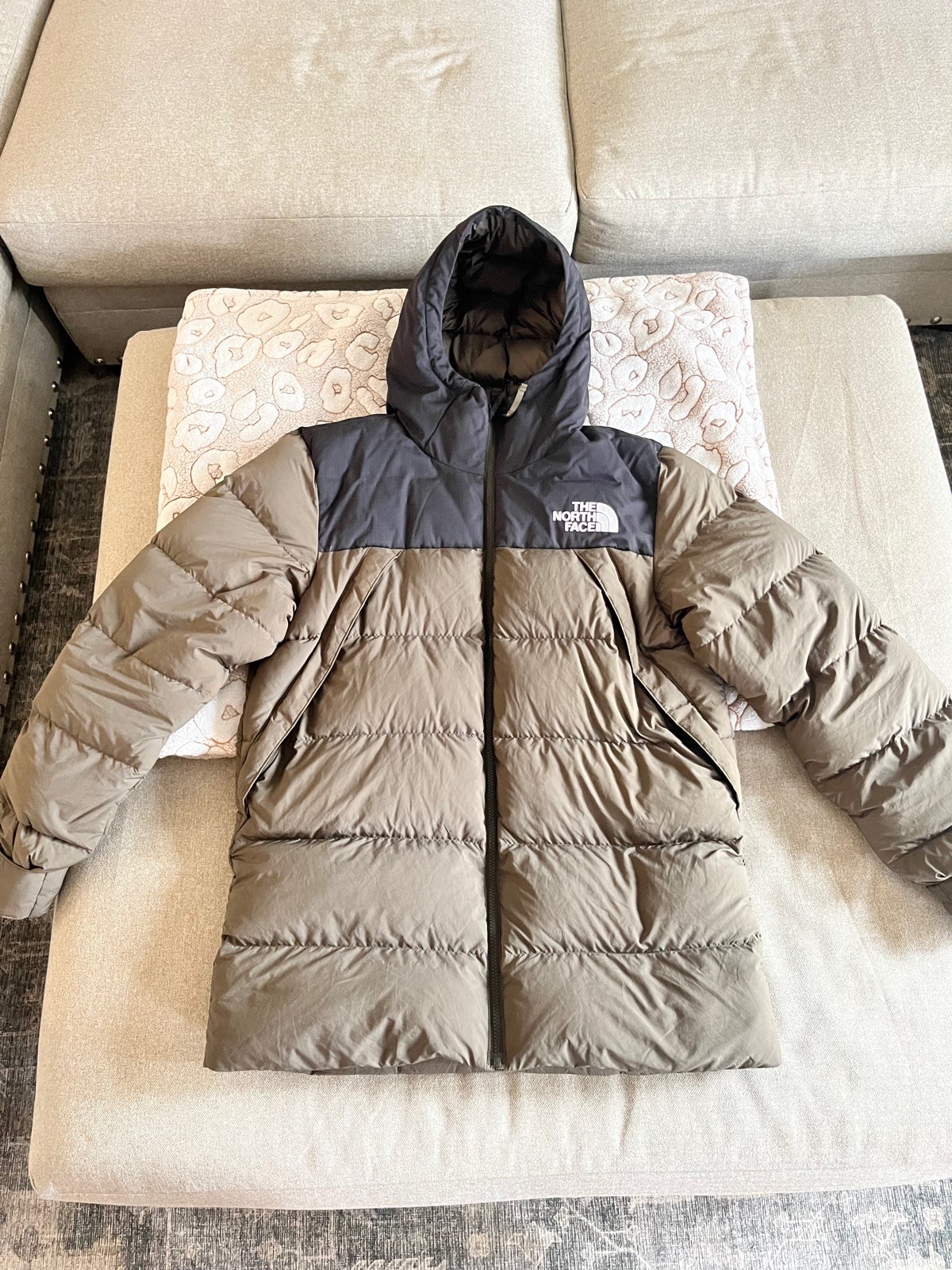 The north face puffer coat olive green