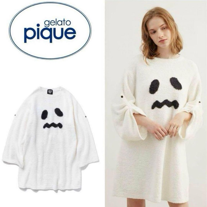 NWT Gelato Pique Halloween Women's Fluffy Ghost Dress White
