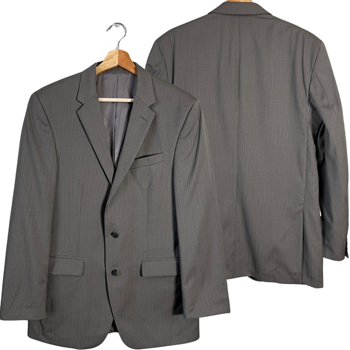 Kenneth Cole New York Striped Wool Sport Coat Dinner Jacket Blazer Men's 40R Tan