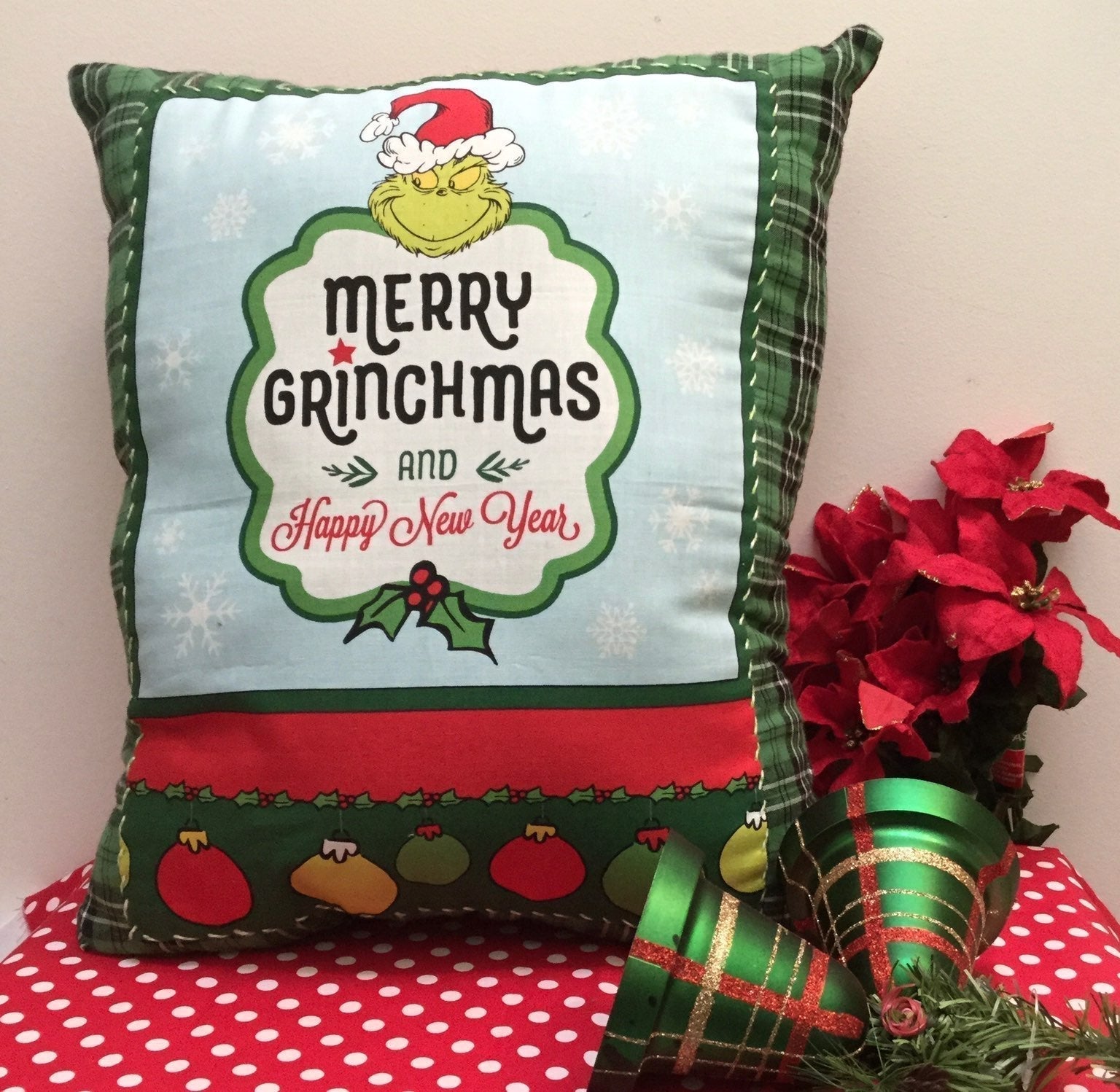 Accent pillow/Grinch/ Dr Seuss Inspired