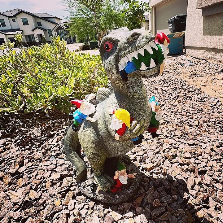 ne Garden Gnomes Statues Yard Decorations Outdoor Garden Decor, 14” Dinosaur Gno