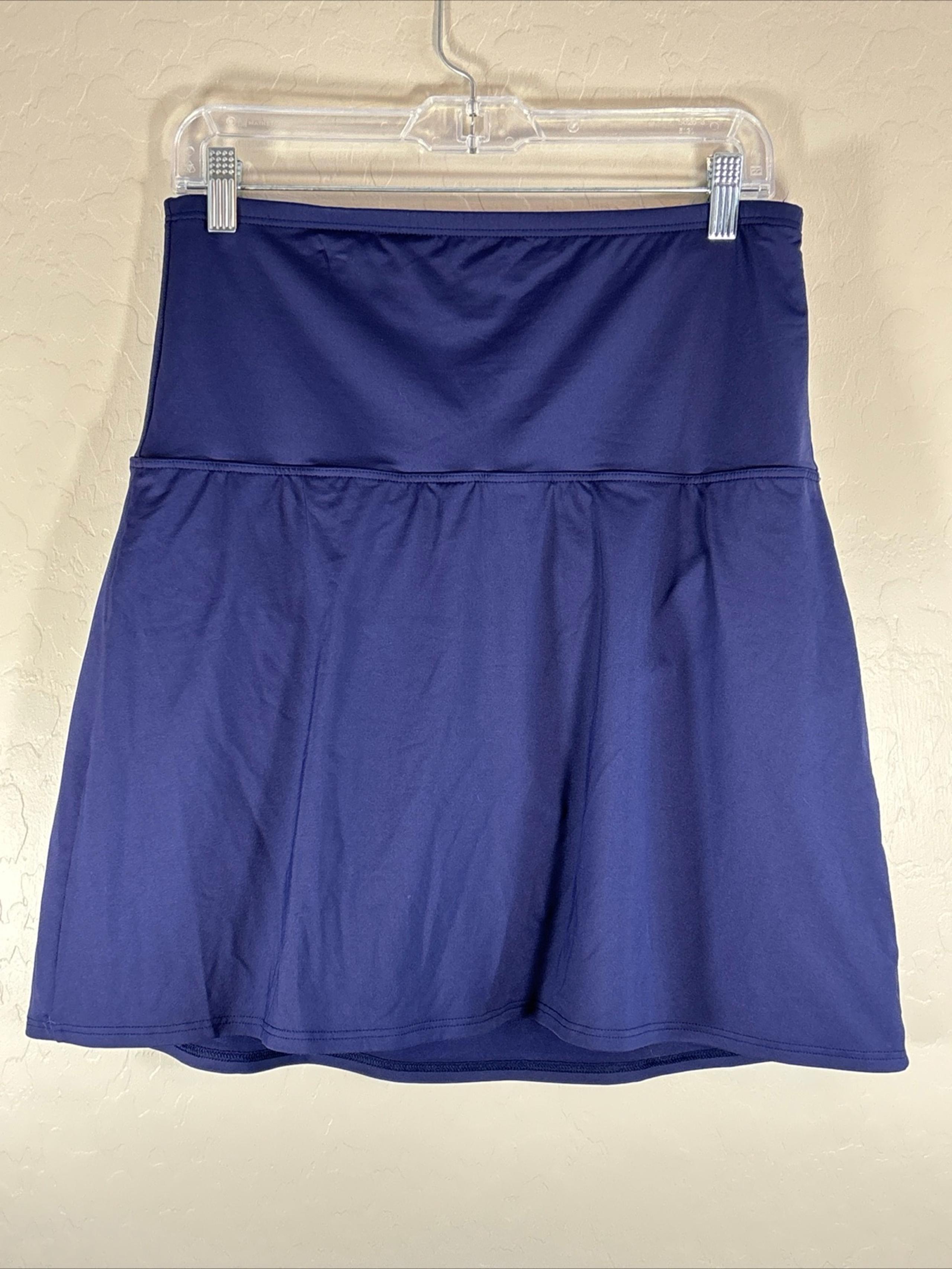 Lands End Swim Skirt Tummy Control Navy Blue Swim Bottoms Womens Petite 14P