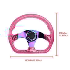 NEW JDM Universal 6-Hole 326mm Vip Pink Crystal Bubble Neo Spoke Steering Wheel