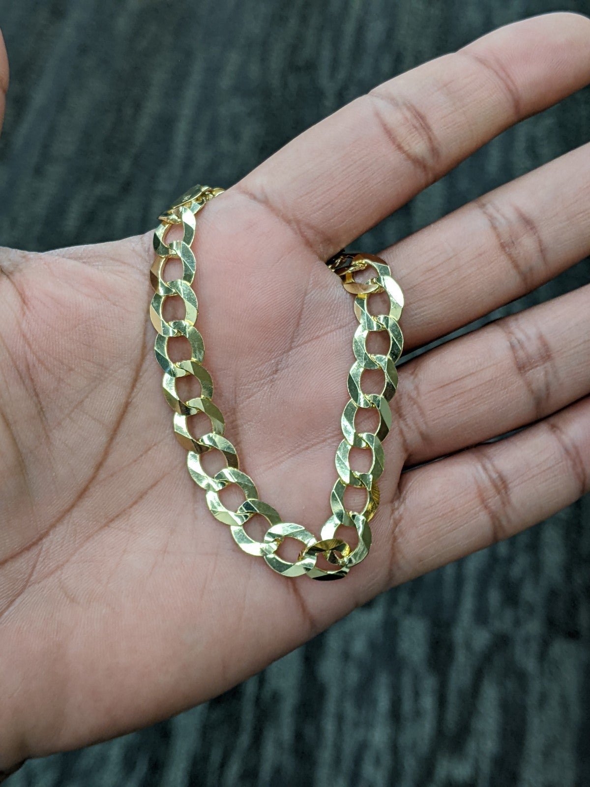 10kt real solid gold cuban curb bracelet