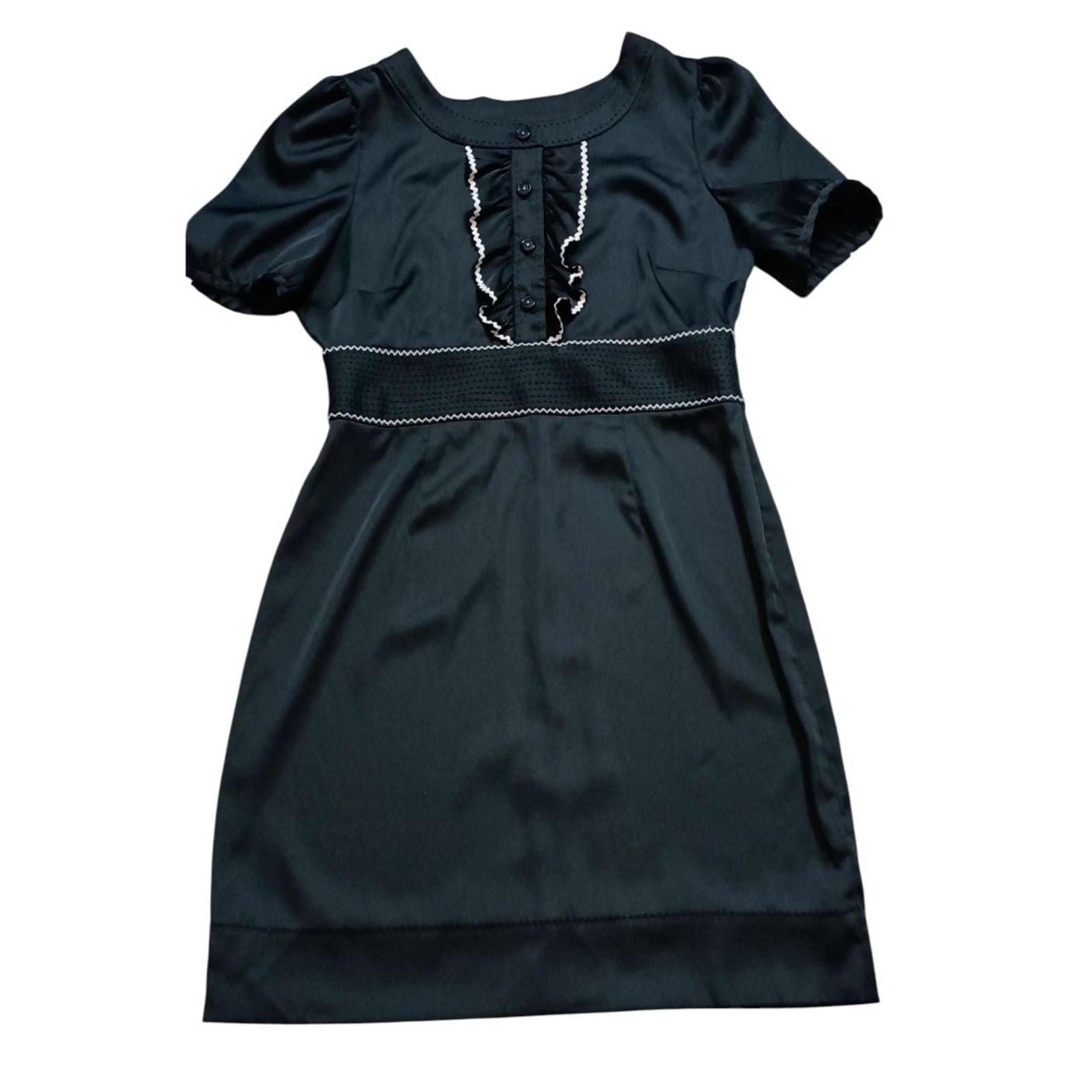 Phoebe Couture Black Satin-like Dress Short Sleeve Knee length SIZE 12