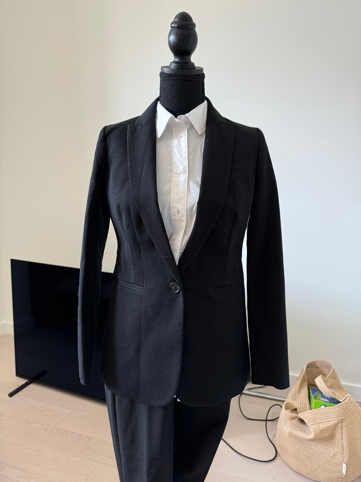 J.Crew Black & White Business Suit Set Blazer Shirt Pants for Women US0