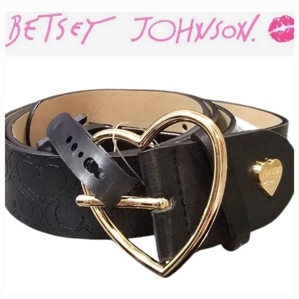 Betsey Johnson Heart Embossed Belt & Buckle