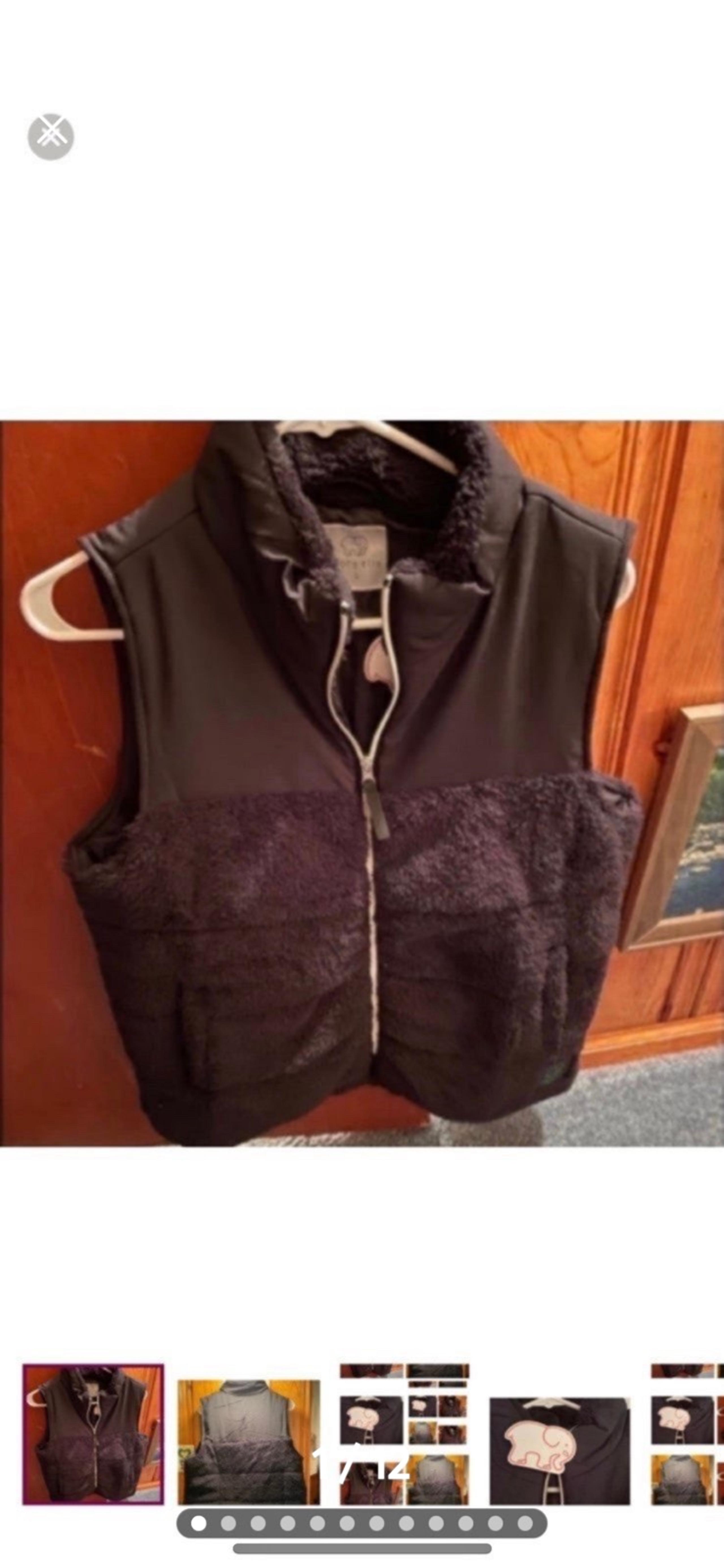VEST Black Sherpa vest NEW with tags size LG - Ivory Ella