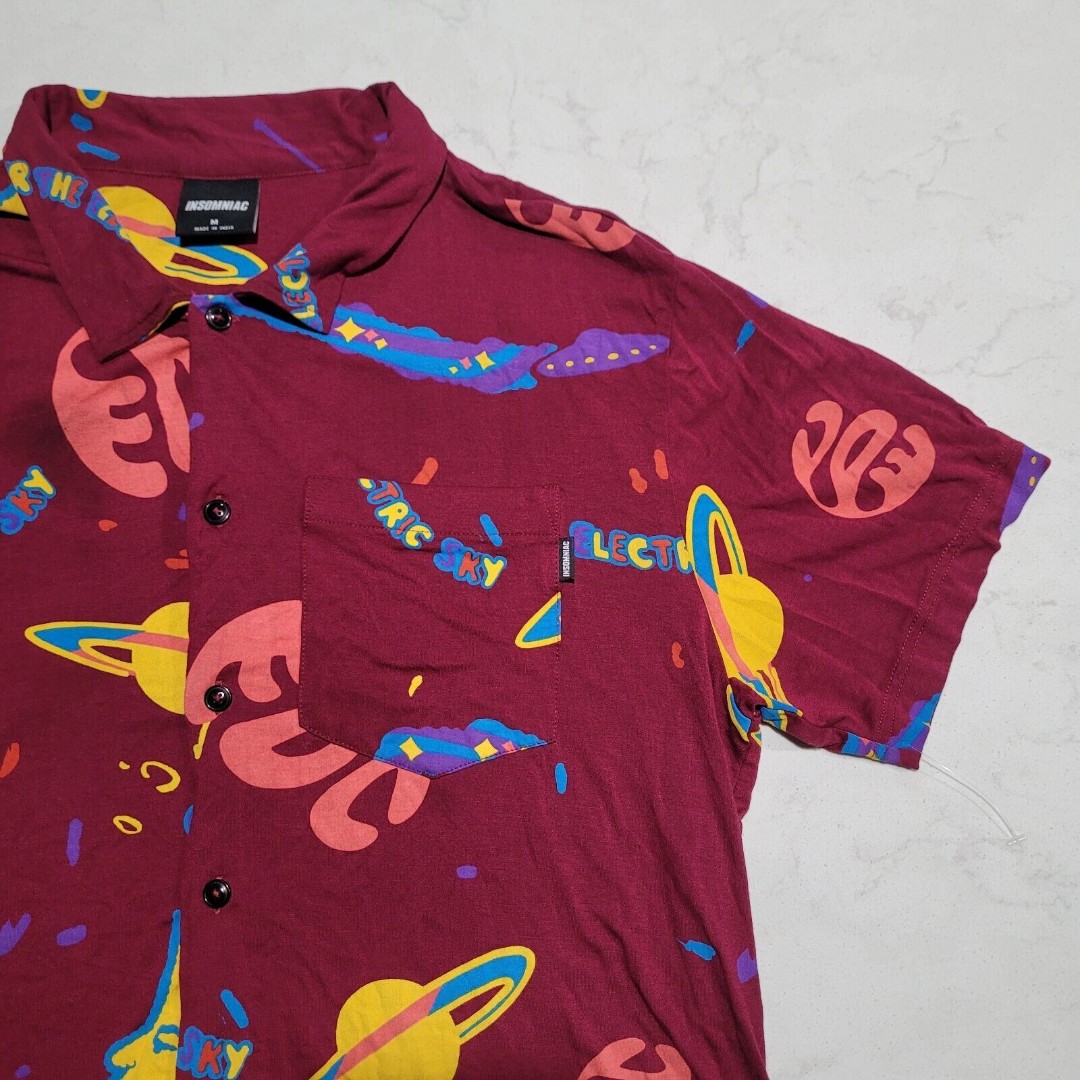 Insomniac Authentic EDC Electric Daisy Carnival RAVE M HAWAIIAN 100% Rayon NWOT