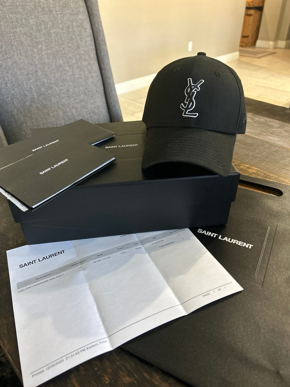 Like new YSL Saint Laurent unisex cap in original box.