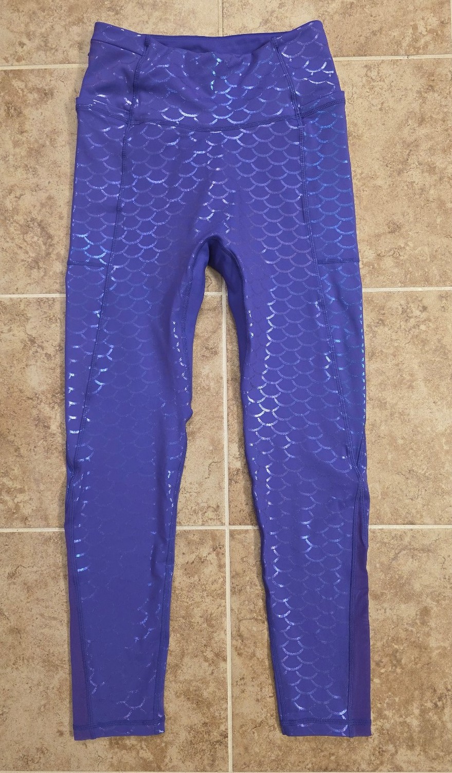 NWOT Crowned Athletics Purple Mermaid Leggings, Size Medium