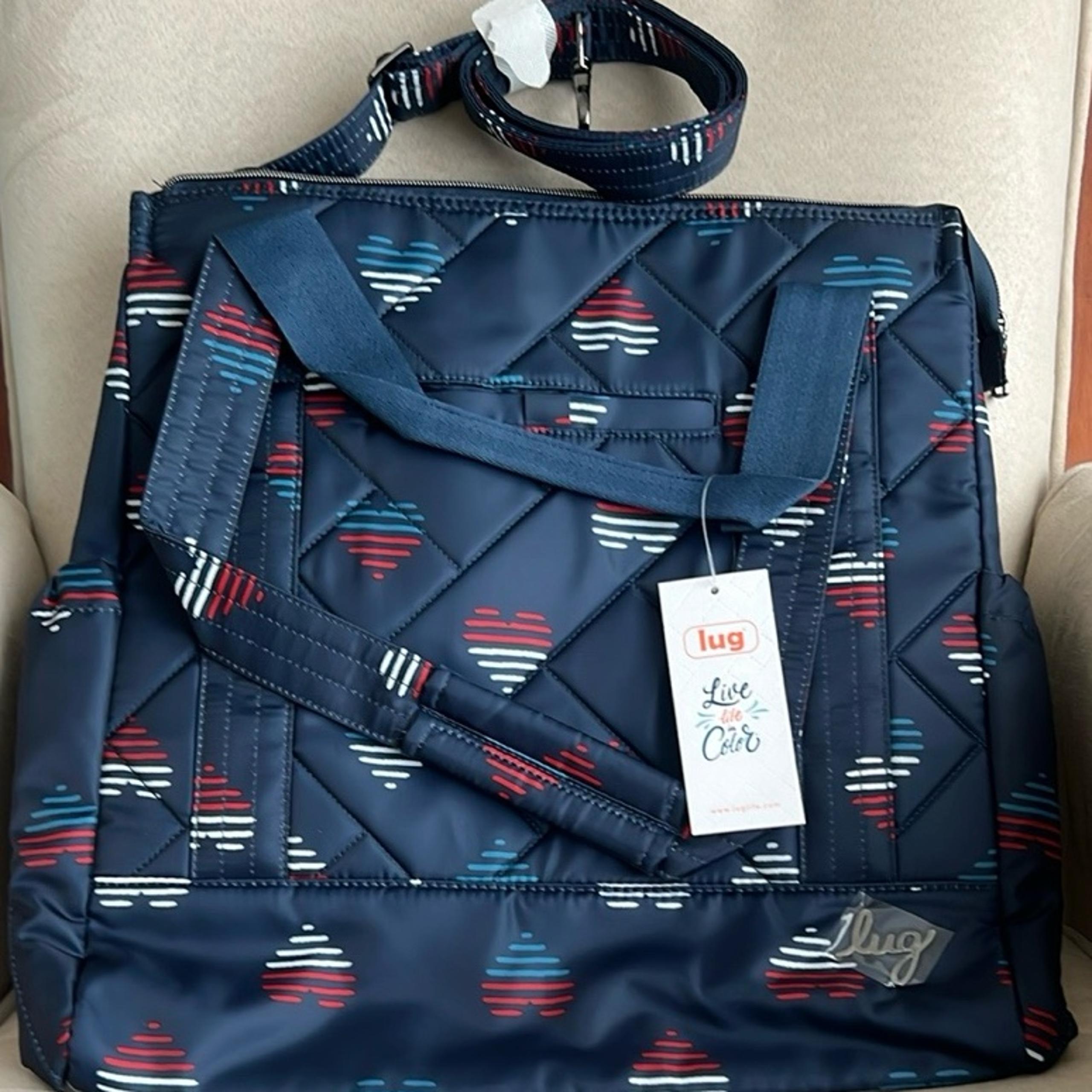 NWT Lug Baby Yacht Carry-All Zip-Top Tote in Hearts Liberty