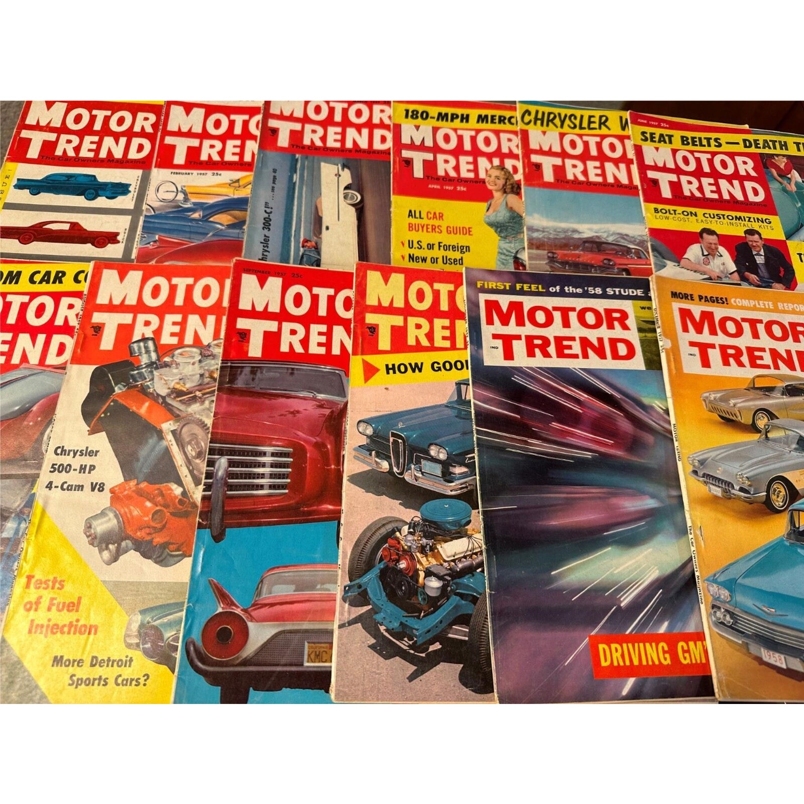 Motor Trends 1957 Complete All 12 Different Sports Car Magazine (Lot MT07)