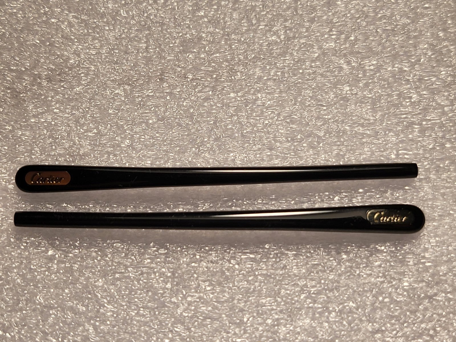1 pair NEW Cartier Authentic Black/Silver Temple Tips, Right + Left Side 65 mm