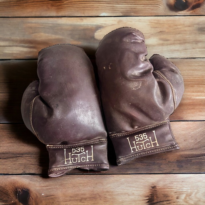 Vintage Hutch Boxing Gloves 535 Lace Up Brown Boxing Gloves