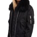 SAM Carly Bomber Jacket fur/shearling removable collar sz small black 595
