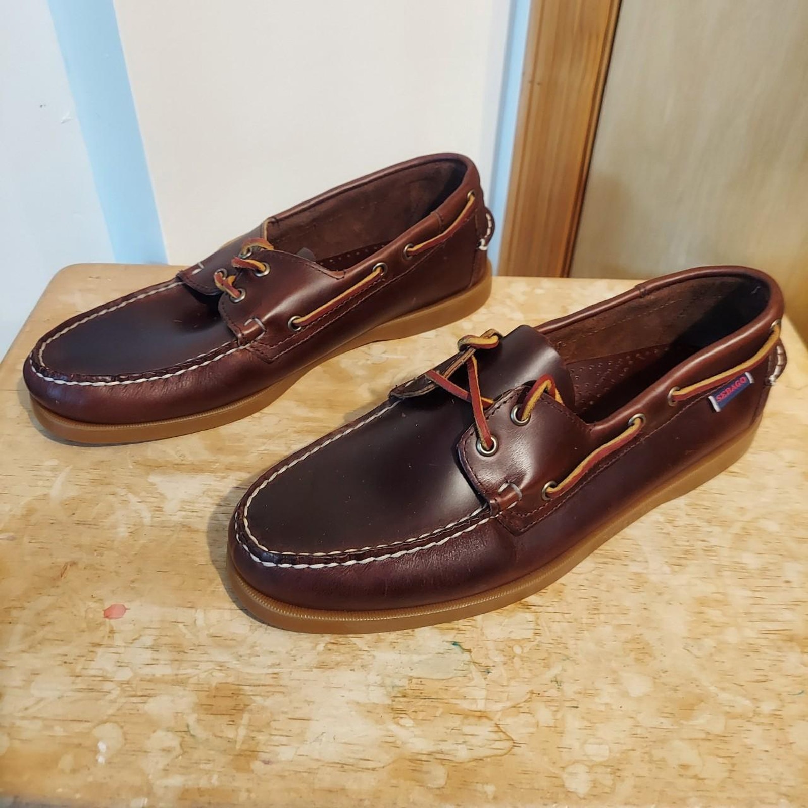 Sebago Docksides Portland Men's US 10 R (M) Brown Leather Loafer Boat Shoes NWOT