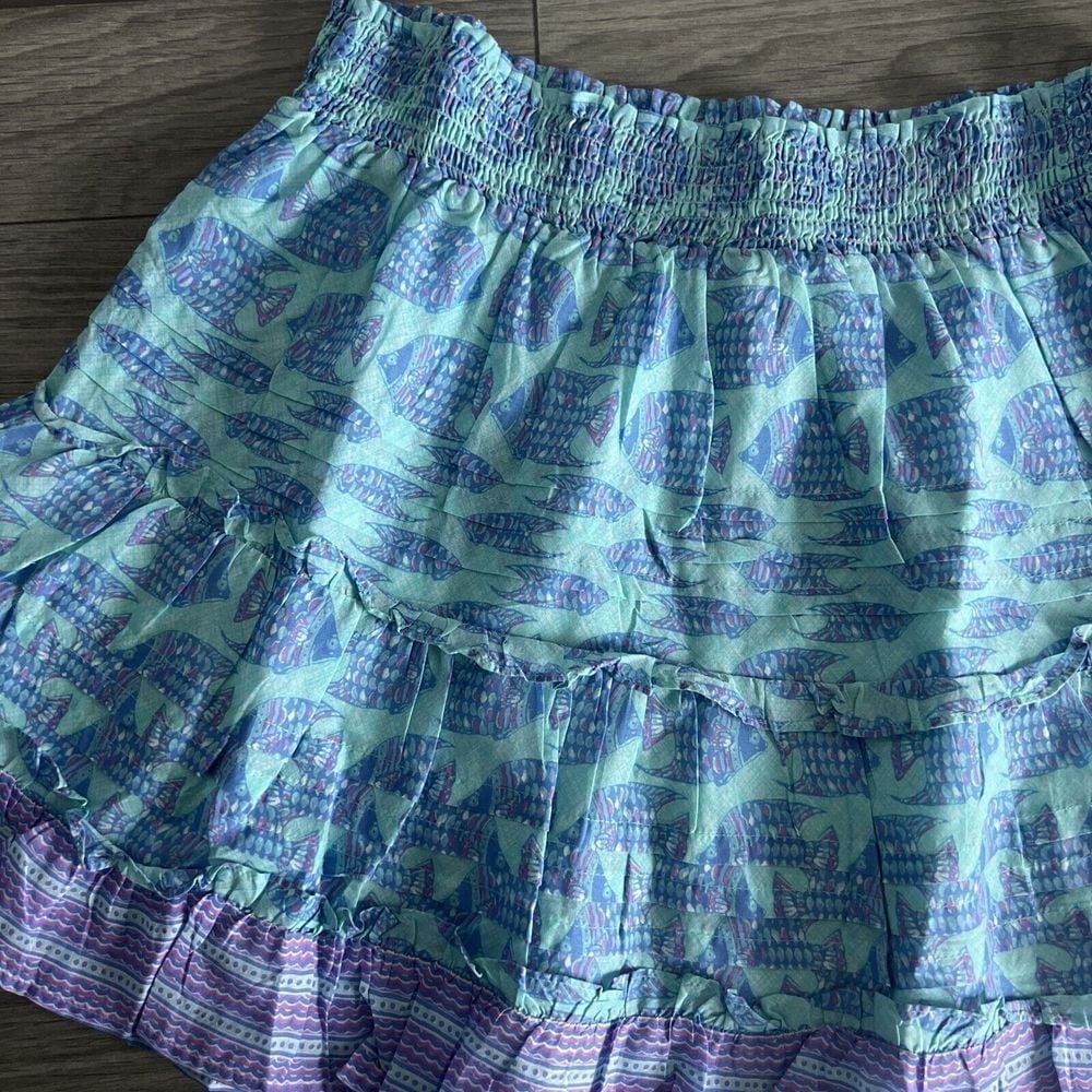 NWT Vineyard Vines Tang Fish Smocked Skirt Crystal Blue Size XL