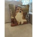 Needlepoint Pillow Collie Dog Handmade 13” X 13” Brown Velvet Backing Zipper