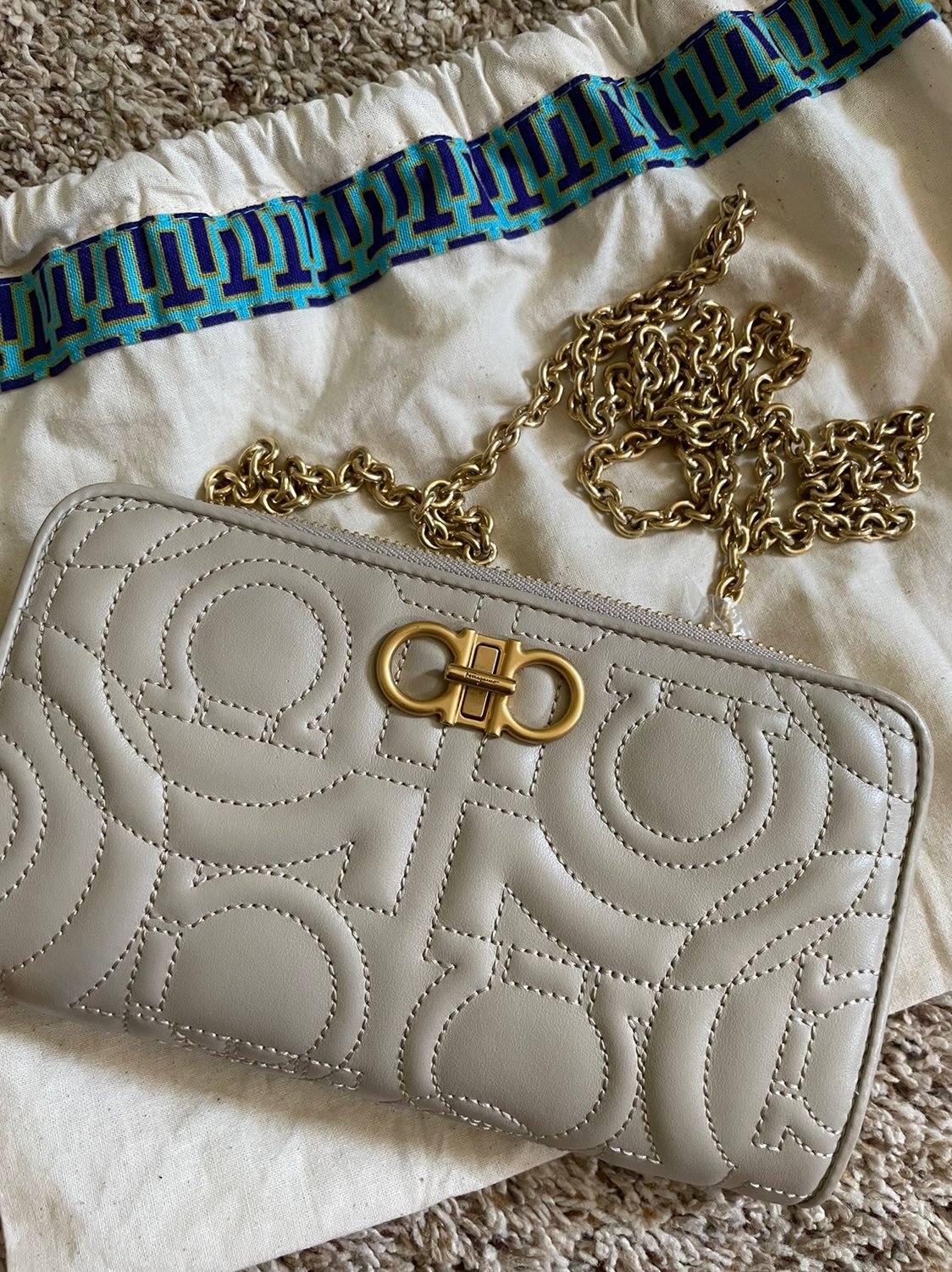 Salvatore Ferragamo Quilted Gancio Leath